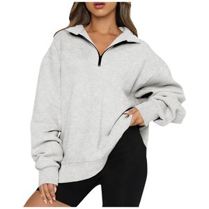 Sudaderas con capucha para mujer, suéter holgado de gran tamaño con media cremallera, sudadera de manga larga, sudadera con cremallera de un cuarto, suéter, ropa de otoño para chicas adolescentes