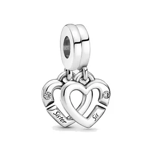 Bijoux pour femmes fit Pandora Charms Bead 925 Silver Love Bracelet Bracelets Linked Sister Hearts Split Slide Bracelets Perles Bijoux chaîne Charm Beaded