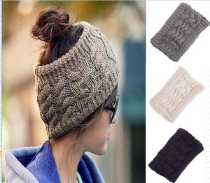 Women Knitted Warmer Wide Headband Lady Colorful Winter Crochet Horsetail Hair Band Outdoor Ear warmer beanie for Christmas Party Gift