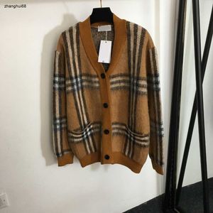 Femmes tricots vêtements de marque pour dames automne pull mode bouton cardigan vérifier col en V à manches longues tricot haut décembre 27