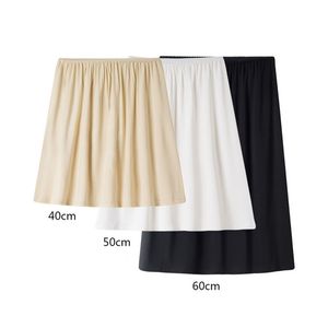 Mujer señora Modal medio deslizamiento falda de seguridad enagua enagua 40cm-60cm ropa interior larga cómoda negro blanco desnudo 903-B636 210621