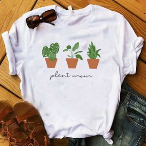 Mujer Lady T Shirt Planta Mamá Impresa Tshirt Ladies Manga corta Flojo Camiseta Mujeres Mujeres Tops Ropa T-Shirt X0527