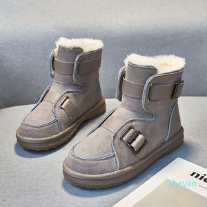 Las mujeres llevan botas planas de diseñador para mujer, piel de invierno, felpa, cálida, resbaladiza, resistente al desgaste, hebilla de goma, diseñadores, lana, cuero noctilucente 4866