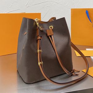 Bolsos de hombro tipo cubo NEONOE de cuero para mujer, bolsos de diseñador, bolso con cordón para mujer, bolso cruzado de moda M44022 M44887