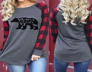 Femme Lettre imprimé Tshirts Coton Plaid Sleve Tees Mama Bear Printing Ladies Pullover Maternity Tops C35803595926