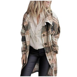 Women Long Sleeve Coats Plaid Jacket Autumn Winter Oversized Coat 2020 Fashion Loose Outwear Vintage Top Streetwear ropa mujer #13