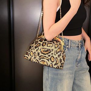 Femmes de luxe imprimé léopard conception épaule sous les bras sac dame sacoche pochette sacs à main sac à main bandoulière Sequin dîner 240118