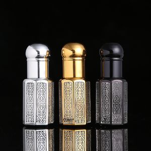 3ML 6ML 12ML Rollo de cuentagotas de cristal en botella de perfume Recubierto con láser Botella de bola de aceite esencial de moda simple