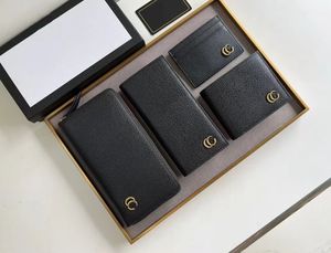 Mujeres Hombres Titulares de tarjetas de diseñador Marmont Carteras clásicas Monedero de cuero real negro Monederos de moda unisex con caja de regalo