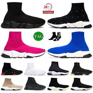 Femmes Hommes Designer Paris Speed Sock Runner Chaussures Triple Noir Blanc Rose Bleu Semelle Claire Balensgcias Luxurys Plateforme Bottes Baskets Baskets 36-45