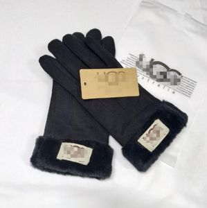 Gants en cuir pour hommes et femmes, gants d'hiver en peau de mouton, chauds et doux, à la mode, antigel, à cinq doigts