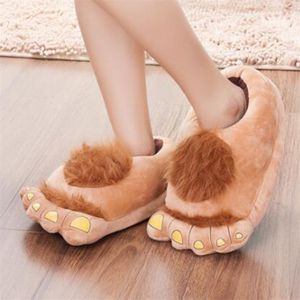 Mujeres Hombres Zapatilla de felpa Pies grandes Hombres creativos y zapatillas de mujer Zapatos de casa de invierno Zapatos divertidos para el hogar Zapatos suaves Zapatillas de algodón S135 210927