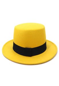 Femmes hommes polyester coton noir vert crème largeur large fedora chapeau pour le festival porc tarte boater plate top chapeaux pour fête wedding1044515