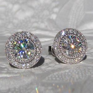 Femmes hommes étalons de boucle d'oreille micro-rond brillant CZ Diamond Diamond Mariage Moucles d'oreilles pour les amoureux Gift