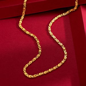 Femmes Collier Chaîne Mince Collier Véritable Or Jaune 18k Rempli Bijoux De Mode avec Coeur Conception Cadeau