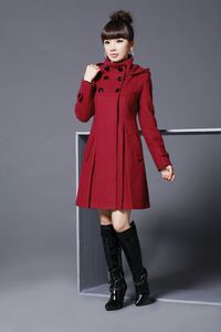 Vêtement d'extérieur pour femmes manteau veste femme mode laine cachemire hiver Noble Long TRENCH manteau 4 couleurs 6 taille vente chaude