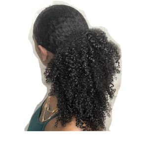 14 pouces Cordon Queue De Cheval Extension De Cheveux Clip humain Afro Crépus Bouclés Queue De Cheval Postiches Avec Bande Élastique Peigne