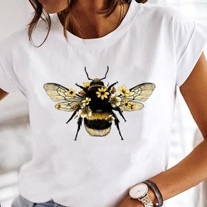 Camiseta con estampado de abeja para Mujer, Tops femeninos a la moda, Camisetas con estampado de dibujos animados para Mujer