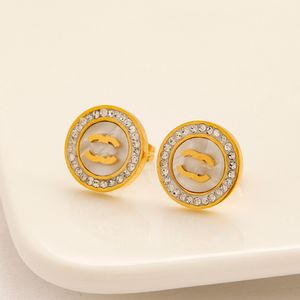 Mujeres chapado en oro real de acero inoxidable Stud moda diseñador letras pendientes cristal geometría boda fiesta joyería ZG1626