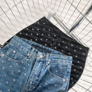 Pantalones vaqueros con diamantes de imitación para mujer, pantalones vaqueros rectos para primavera y verano, pantalones vaqueros de estilo informal