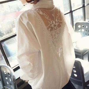 BLUSIAS DE MUJER Camisa de mujeres Camisa Top sexy sin respaldo Lace suelto de gran tamaño blanca blusas ropa de Mujer