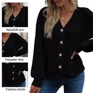 Blouses Femmes Femmes élégantes Top Chic Confortable Automne / Hiver T-shirts à col en V Coupe ample Texture gaufrée à simple boutonnage pour sans effort