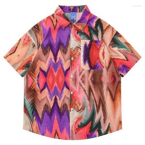 Blouses des femmes Chemises graphiques de peinture à l'huile rétro européenne pour hommes Résumé Couleur Couleur Blouse surdimension