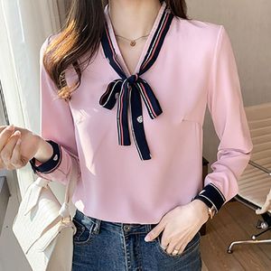 Blusas de mujer Camisas 2023 Verano Mujer Moda Coreana Casual Camisa de gasa Rosa Blanco Manga larga Jersey suelto Blusa Office Lady Ele