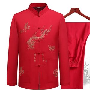 Chemisiers pour femmes chemises chinois traditionnel Tang vêtements haut col Mandarin Kung Fu Wing Chun vêtement à manches courtes broderie Dragon chemise M XXXL 231016