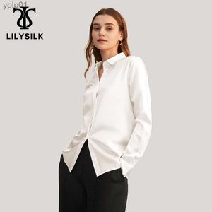 Blouses Femme Chemises LILYSILK 100 chemises en soie chemisier femmes 22 momme patte de base charmeuse chinoise naturel brillant élégant dames longues slesL231214