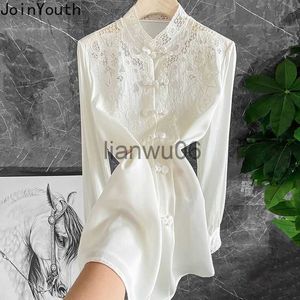 Chemisiers pour femmes Chemises Temperament Blouse Femmes Chemises De Broderie En Dentelle Chinoise Chic Évider Vintage Blouses À Manches Longues Tops Blanc Blusas De Mujer J230802