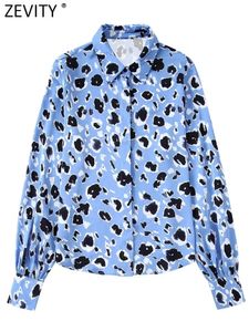 Blusas de mujer Camisas Zevity Mujer Moda Animal Patrón Camisa de satén Office Lady Leopard Print Botones Smock Blusa Roupas Chic Blusas Tops LS2126 230204