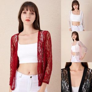 Blouses Femmes Femmes Été Kimono Cardigan Sunproof Blouse Boho Style Plage Dentelle Mousseline de Soie Solaire Outwear Casual Chemise À Manches Longues