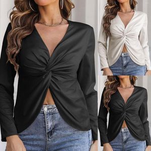 Blusas para mujeres para mujer camiseta de natación mujer damas elegantes camisa vla de cuello sexy satén negro manga larga blusa blusa fresca