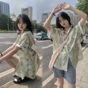 Blusas de mujer XEJ Coreano o Tops para mujer Camisa vintage Flor verde fresca Manga corta 2023 Túnica superior de verano