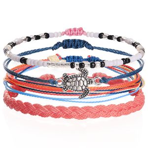Bracelet pour femme fait à la main bohème été corde vague bracelets ensemble réglable amitié plage cheville bracelets océan bijoux pour femmes filles