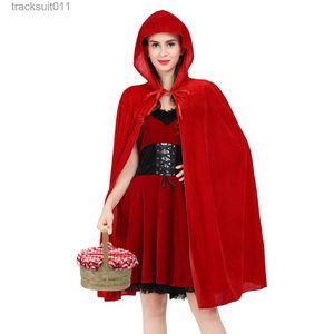 Cape femme avec capuche Cape en velours rouge pour Noël Halloween Costume Cosplay Costume du Petit Chaperon Rouge Femme S-XXL L230920