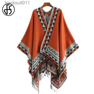 Capa de mujer FS Estilo indio Moda Borla geométrica Pashmina Poncho y capas Abrigo Mujer Bufandas Otoño Invierno Cálido Mantón Cachemire Bufandas L230920