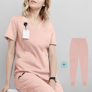 YL037 Ropa de mujer Azul real Juego de lavado a mano para quirófano Bata de laboratorio Uniforme de gris Sello de anatomía Cuidado de la salud Ropa de trabajo protectora Estudiante de medicina Odontología