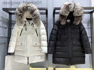 Parkas de plumón para mujer 2020, abrigo acolchado con cinturón, abrigos acolchados impermeables, Parkas con capucha de piel grande Real, abrigo de plumón de pato de talla grande para mujer Mo L230915