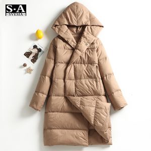 Veste parka longue en duvet pour femme, manteau chaud et épais, surdimensionné, décontracté, manches chauve-souris, ample, hiver, 221125