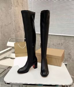 Botas largas elásticas para mujer Cuero de gamuza de moda Tacones altos con cremallera suave 7 cm Fiesta en la pasarela Boda Caja de accesorios para botas Martin 35-42