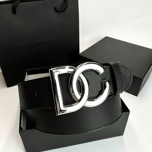 Women's Fashion Belt Men's Belt Black Belt Width 4.0CM Three Colors Buckle Belt Box.