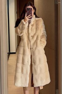 Chaqueta holgada de piel de visón para mujer, abrigo informal de moda coreano de longitud media, cálido, de felpa de visón, otoño/invierno 2024