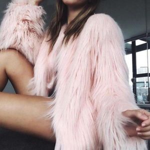 Abrigo de piel sintética para mujer, abrigo de invierno de imitación de talla grande, chaquetas peludas de peluche gruesas y cálidas con forma de gota de agua, color rosa, blanco y azul, 2021