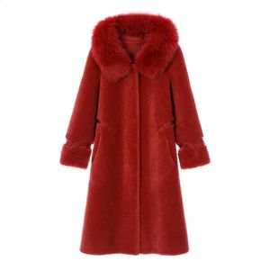 Manteau long en fausse fourrure pour femmes, mouton tondu, composé de fourrure, 231110
