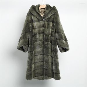 Manteau croisé en fourrure de vison pour femmes, herbe, bien-être entier, poudre pour animaux de compagnie, hiver épaissi