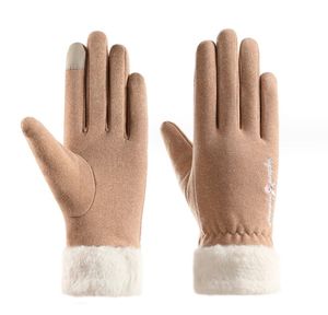 Gants chauds en fourrure pour femmes, peluche d'hiver et écran tactile épais, confortables et à la mode pour le cyclisme, gants d'hiver auto-chauffants