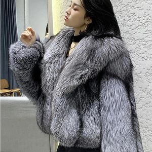 Manteau en fourrure pour femmes, Imitation de cheveux, grand revers, court, mode, tempérament, épais, jeunes manteaux féminins, hiver 2023