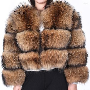 Veste d'hiver en fourrure pour femmes, faux manteau pour hommes, manteaux en cuir de raton laveur, produit